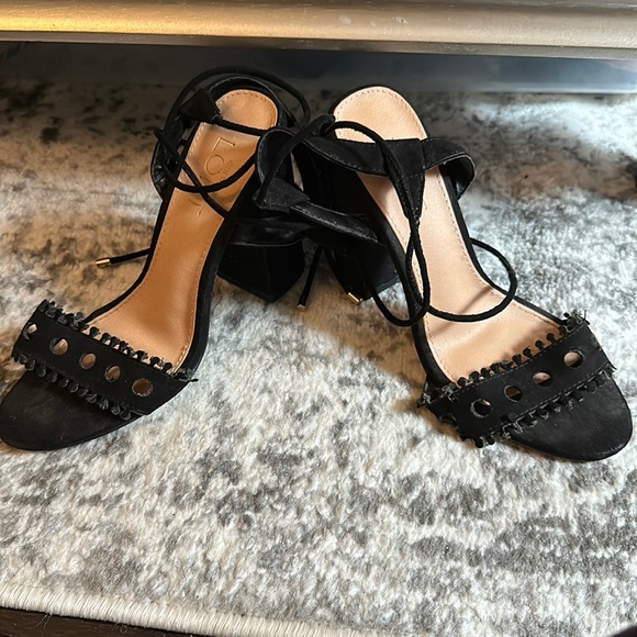 Black lace up block sandal - Picture 1 of 4
